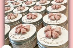Scatolina Latta Portaconfetti  con fiocco in ceramica
