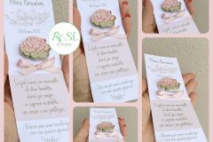 Segnaposto Segnalibro con rosa in ceramica